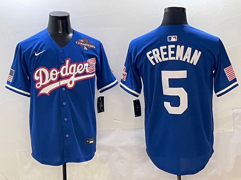 Men Los Angeles Dodgers 5 Freeman Blue Second generation Joint Name Nike 2025 MLB Jersey style 6